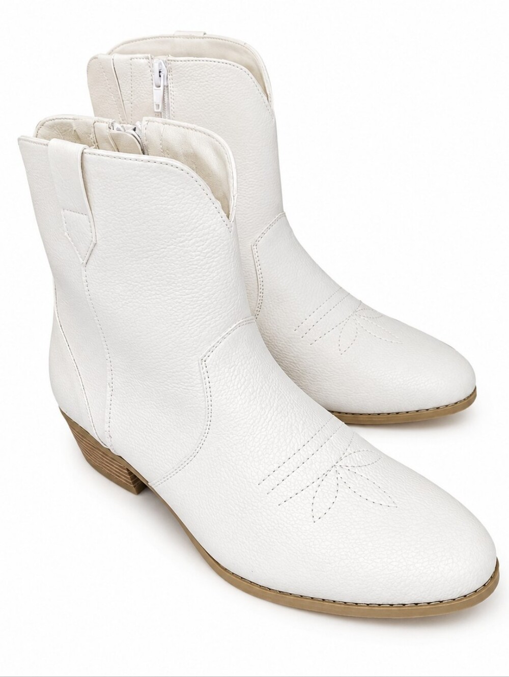 NWT Lane Bryant White Western Ankle Boots Size 10W Faux Leather Cowboy Booties